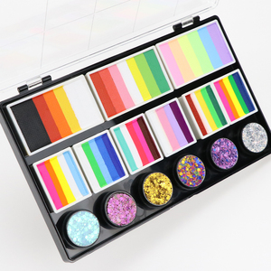 Paleta <span class=keywords><strong>de</strong></span> <span class=keywords><strong>Pintura</strong></span> Facial y Corporal Lavable a Base <span class=keywords><strong>de</strong></span> Agua GP Professional Split Rainbow Color, Kit <span class=keywords><strong>de</strong></span> <span class=keywords><strong>Pintura</strong></span> Facial con Brillantina para Halloween para Niños - Product Image 1