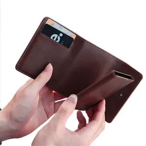 Billetera de aluminio delgada para tarjetas de crédito para hombre, mini billetera antirrobo rfid, doble capa, desmontable, tarjetero