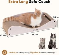 Grattoir pour chat en feutre naturel extra large en carton avec jouet à bille - Design horizontal multifonctionnel pour usage intérieur pour chats