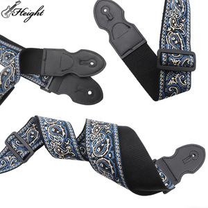 Correa de Guitarra Personalizada de Poliéster Ajustable con Patrón y Extremos de Cuero PU Negro para Guitarra Acústica y Bajo - Product Image 6