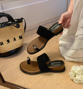 Sandales personnalisées à talon compensé ouvertes pour femmes, <span class=keywords><strong>chaussures</strong></span> plates antidérapantes, simples et élégantes, <span class=keywords><strong>petites</strong></span> tailles - Product Image 2