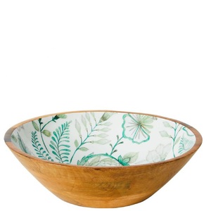 Wooden Dough Bowls Wholesale Kitchenware High Quality <b>Sticker</b> Enamel Printed Large Size Wood Round Bowl - Product Image 4