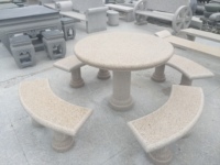 Table à manger et chaises en pierre de granit blanc en forme de main pour jardin et cour