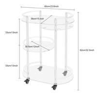 Petit chariot de bar en acrylique - Chariot de service roulant à 3 niveaux avec 4 roulettes verrouillables