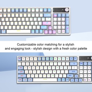 Aangepaste Nieuwe Double Shot 96-toets 96% Rgb Lichtgevende Drie-Mode Waterdichte Gaming Membraan Toetsenbord Digitaal Scherm Scherm Volume - Product Image 2