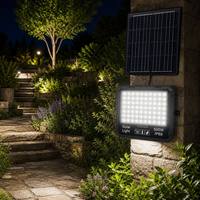 Projecteur LED solaire autonome avec télécommande et capteur de lumière, indice IP65, température de couleur 7000K, angle de faisceau 120° pour