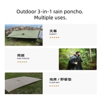 Imperméable léger 3-en-1 avec revêtement PU, cape respirante en PVC, capuchon imperméable, tente pliable pour l'extérieur, tissu imperméable multifonctionnel