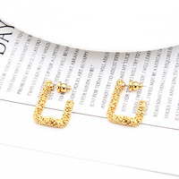 Boucles d'oreilles créoles minimalistes texturées effet lave, style vintage, en laiton, géométriques, rectangulaires, épaisses, forme de pépite, bijoux pour femmes