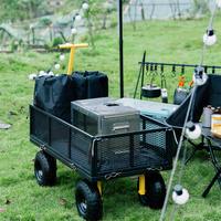 Chariot de jardin robuste en acier grande capacité pour extérieur, chariot à benne basculante pour pelouse et jardin, chariot à benne en maille