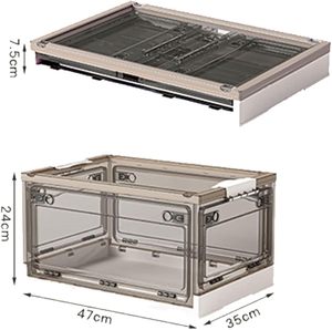 Factory Five-Door Open Folding Storage Box Clear Plastic Wheels for Bathroom Clothes Books Food Travel Collapsible Storage Bins - Product Image 4