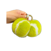 Petit porte-clés de voiture tennis polyvalent, breloque en peluche, pendentif pour sac à dos, mignon, en fausse fourrure de lapin Rex imprimée