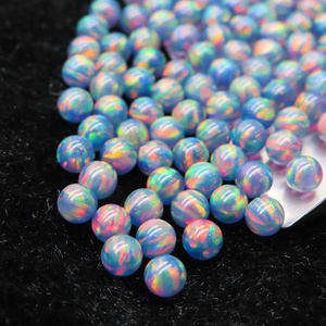 Perle di Opale Sintetico Multicolore all'Ingrosso, Rotonde, con Foro Intero/Mezzo/Assente, Perle di Opale Creato in Laboratorio per Gioielli - Product Image 2