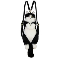 Sac à dos en peluche chat noir 3D personnalisé, simulation créative, vente en gros d'usine, cadeaux uniques pour les amoureux des chats