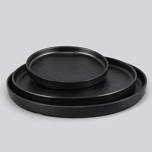 <strong>Black</strong> Round Melamine Steak <strong>Plate</strong>, Sushi &amp; BBQ Serving Tray, Ceramic-Look Western Dinner <strong>Plate</strong> for Restaurant Use - Product Image 4