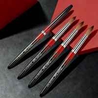 Kuas Kuku Akrilik Kolinsky 100% dengan Logo Custom # 12 # 14 # 16 Kuas Nail Art Profesional dengan Kotak Hadiah Mewah OEM Grosir