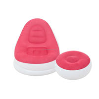 Fauteuil Gonflable d'Extérieur OEM à Gonflage Rapide, Pliant et Léger, en PVC Floqué, avec Repose-Pieds pour Chambre et Camping (Pompe Incluse)