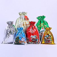 Sacs cadeaux en aluminium à cordon pour Noël, pour bonbons, cadeaux de fête et emballages de fin d'année