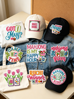 Lot de patchs brodés thermocollants colorés sur le thème du Mahjong – Appliques amusantes avec des termes de jeu de Mahjong pour vêtements, sacs à dos et chapeaux