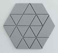 12*10 pouces gravé v-rainuré hexagone PET feutre carreaux insonorisé broche babillard conception personnalisée panneaux muraux acoustiques pièces