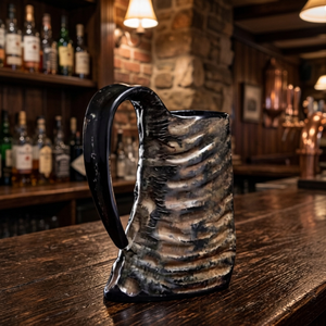 Chope en corne de viking, faite à la main, étanche, écologique, style européen, passe au lave-vaisselle, corne naturelle, design moderne antique, vintage - Product Image 1