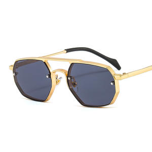 <span class=keywords><strong>2022</strong></span> Vintage Polygon Steampunk Gafas de Sol <span class=keywords><strong>para</strong></span> hombres y mujeres <span class=keywords><strong>Lentes</strong></span> modernas UV400 Gafas de sol con marco de metal irregular - Product Image 2
