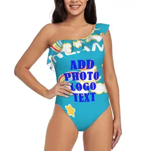 JX Hot Sale Top Fashion Custom Swimwear With Logo One Shoulder One Piece Swimsuit Luxury Bikini