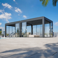 Bioklimatische Outdoor-Pergola aus Aluminium mit Motorisiertem Bogen, Verstellbarem Einziehbarem Lamellendach, Wasserdicht und UV-Beständig, Terrassenüberdachung