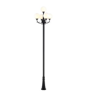 เสาไฟสวนเหล็กกลางแจ้ง หลอดไฟ LED พร้อมโคมแก้ว แสงวอร์มไวท์ 2700K IP66 หลอดไฟ A19 แบบไม่ถอดได้ ใช้ไฟ AC 220V พลังงานแสงอาทิตย์ พร้อมเซ็นเซอร์ตรวจจับความเคลื่อนไหว - Product Image 1