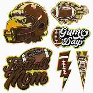 Patchs thermocollants brodés à bordure dorée, motifs sportifs, dessins animés et rugby pour vêtements et sacs - Product Image 1