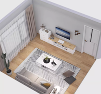 Meuble TV en bois de chêne fait main AILICHEN, design rustique moderne pour petit salon familial, pour la maison, l'hôtel et l'école