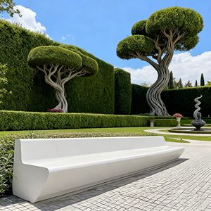 Banc décoratif en béton G004 GRC pour espace public, loisirs, artistique, résistant aux intempéries, paysage urbain extérieur, chaise de repos, chaise d'attente - Product Image 1
