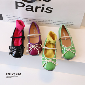 Scarpe da principessa da ragazza sandali primavera e autunno nuove scarpe Color caramella con fiocco - Product Image 2