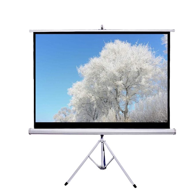 Factory OEM ODM Cheap Price 60-150 Inches Portable Tripod Stand Projector Screen for Indoors Projection