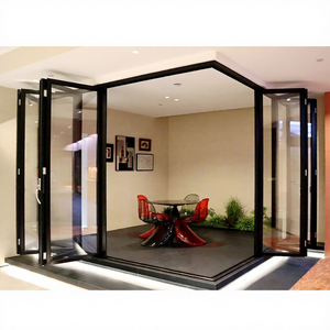 Eloyd Bi-Fold Patio Acordeón Puertas plegables Estilo nórdico Aislamiento térmico Vidrio templado Plegable para aplicación de Villa - Product Image 1