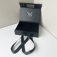 Fabricant logo personnalisé noir petite boîte pliante magnétique luxe fait avec ruban boîte d'emballage de bijoux noeud papillon