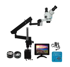 kailiwei 34MP 3.5X-90X zoom Articulating arm Trinocular stereo microscope for PCB Jewelry repair