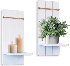 장식 양초 촛대 벽 장식 수제 벽 보루 촛대-흰색 현대 농가 벽 장식 생활