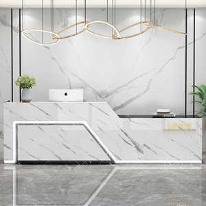 Meuble de réception en bois personnalisable, couleur au choix, pour salon de beauté, spa, <span class=keywords><strong>comptoir</strong></span> de réception en forme de L avec LED, vente chaude - Product Image 5