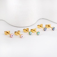 Jolies boucles d'oreilles clous personnalisées en acier inoxydable plaqué or 18 carats, sans nickel ni plomb, avec design à œillets, idéales pour mariage ou fête