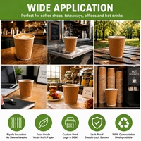 Gobelet à café jetable personnalisable en papier kraft ondulé avec couvercles pour boissons chaudes