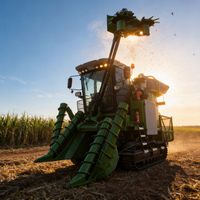 Moissonneuse-batteuse à chenilles pour canne à sucre, OEM ODM, logo personnalisé, 191 kW, 2200 tr/min, débit de 6 kg/s, pour grandes exploitations agricoles, avec puissance robuste
