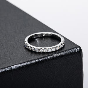 2mm S925 Silver <strong>Moissanite</strong> <strong>Men</strong> Women's Single Row <strong>Ring</strong> - Product Image 1