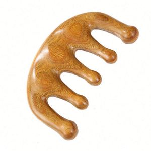 <b>Creative</b> <b>Gift</b> Green Sandalwood Scalp Gua Sha Comb with Custom LOGO - Product Image 1