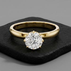 Anillo de compromiso y aniversario de lujo con diamante solitario vintage tallado en E VVS2 certificado IGI, cultivado en laboratorio, de oro macizo con corona de filigrana. - Product Image 1