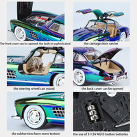 Modèle de voiture classique Gullwing Coupe en alliage moulé sous pression à l'échelle 1:24, avec lumières, sons, portes ouvrables, capot et coffre, fonction de recul