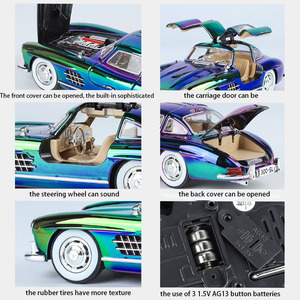 Modellino Auto in Lega Mercedes-Benz 300SL <span class=keywords><strong>Scala</strong></span> <span class=keywords><strong>1</strong></span>/<span class=keywords><strong>24</strong></span>, Giocattolo Die-Cast con Suoni e Luci Simulati, Funzione Pull-Back a Frizione, Regalo Espositivo Retrò - Product Image 6