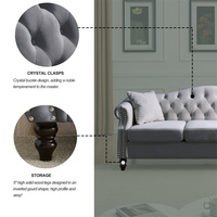 Sofá Chesterfield de Terciopelo Acolchado de 3 Plazas, Estilo Mid-Century, Personalizable, de Lujo, para Sala de Estar u Hotel
