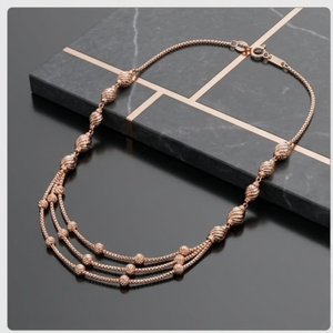 925 Silver Rose gold necklace elegant women jewelry double layer beaded chain bridal wedding party fashion <b>gift</b> girls accessory - Product Image 3