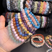 Bracelets extensibles en apatite bleue naturelle de 8 mm, bracelet en agate mousse, bracelet en cristal pour cadeaux