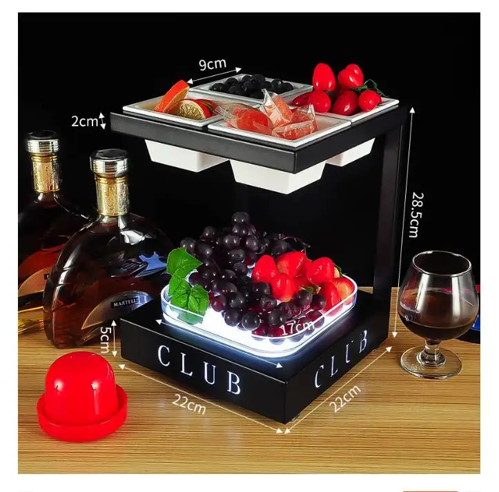 Gloeiend Fruit Groente Dienblad Bar Fruit Tray Lichtgevende Fruitplaat Led Ktv Bar Grid Snack Serviceblad Voor Bar Nachtclub